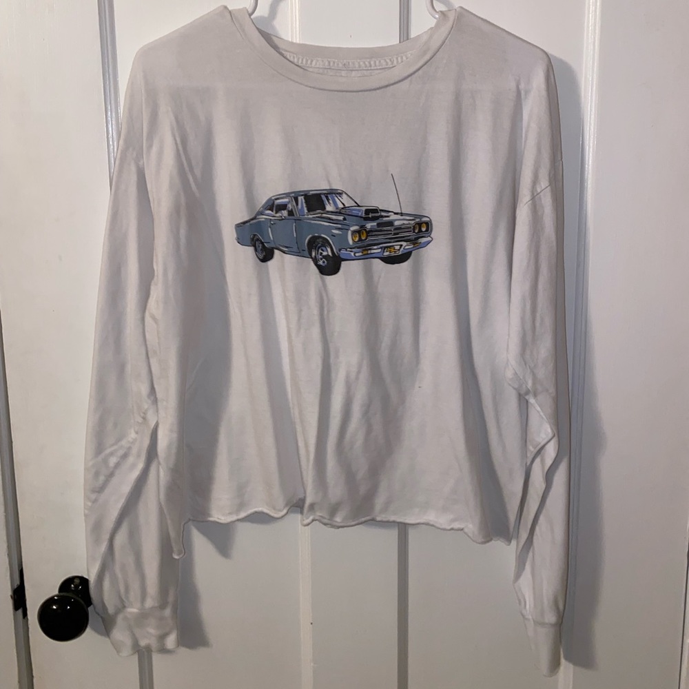 Women’s Blue Car Cropped Long Sleeve